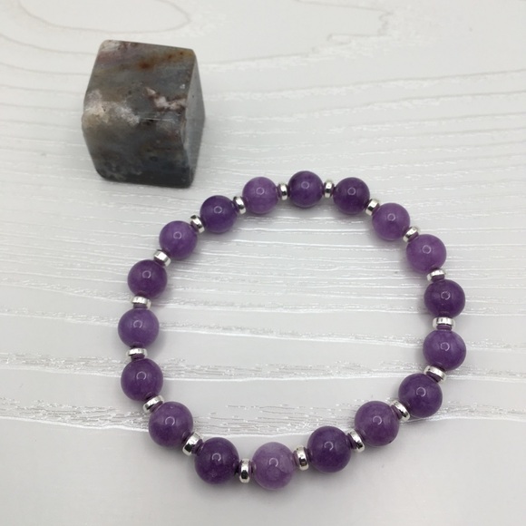 HANDCRAFTED Jade & Hematite Stretch Bracelet - Picture 1 of 2